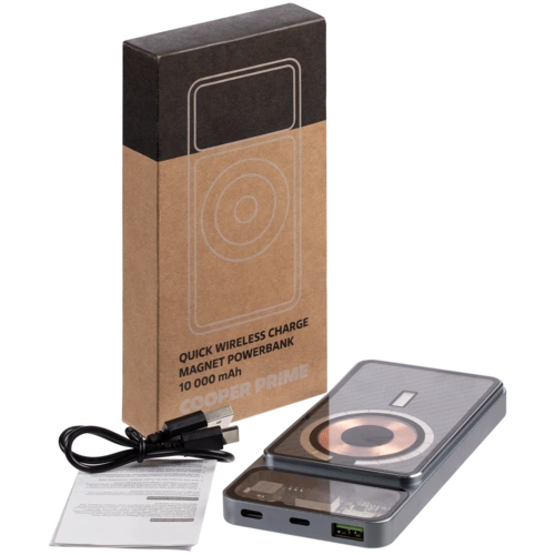 Магнитный беспроводной аккумулятор Cooper Prime 10000 мАч, темно-серый Магнитный беспроводной аккумулятор Cooper Prime 10000 мАч, темно-серый