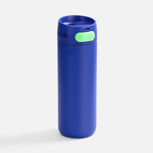 Термостакан X1 с цветной кнопкой, синий с зеленым Термостакан X1 с цветной кнопкой, синий с зеленым