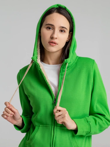 Толстовка унисекс на молнии Sherpa 280, ярко-зеленая Толстовка унисекс на молнии Sherpa 280, ярко-зеленая