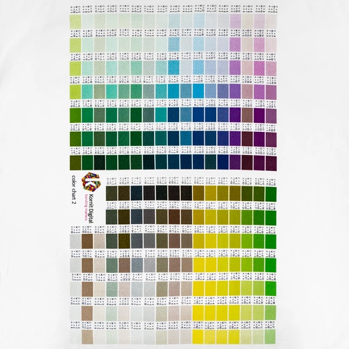 Футболка T-bolka 160 c DTG-печатью Kornit Color Chart 2, белая Футболка T-bolka 160 c DTG-печатью Kornit Color Chart 2, белая