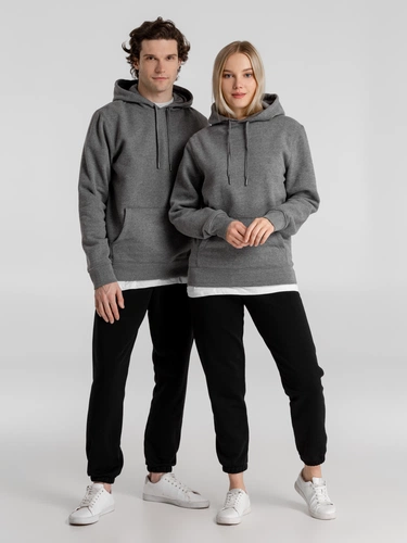 Толстовка с капюшоном унисекс King, темно-серый меланж Толстовка с капюшоном унисекс King, темно-серый меланж