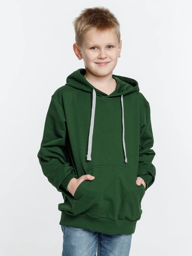 Толстовка с капюшоном детская Kirenga Kids, темно-зеленая Толстовка с капюшоном детская Kirenga Kids, темно-зеленая