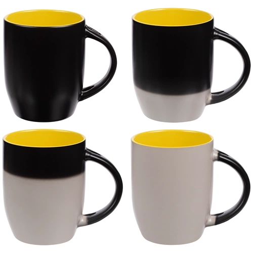 Кружка-хамелеон Melty с ложкой, черная с желтым Кружка-хамелеон Melty с ложкой, черная с желтым