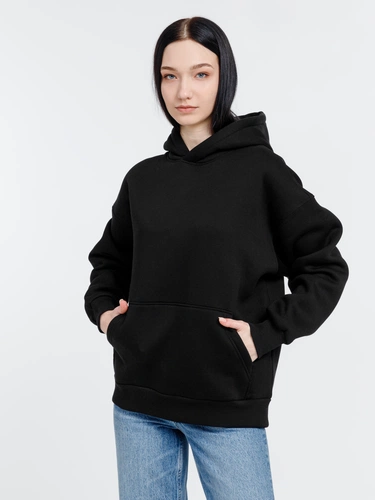 Худи оверсайз унисекс Go Easy, черное Худи оверсайз унисекс Go Easy, черное