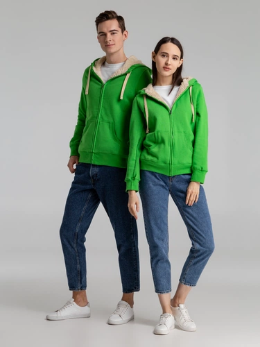 Толстовка унисекс на молнии Sherpa 280, ярко-зеленая Толстовка унисекс на молнии Sherpa 280, ярко-зеленая