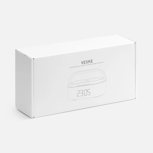 Колонка с часами и беспроводной зарядкой Veske ver.2, серая Колонка с часами и беспроводной зарядкой Veske ver.2, серая