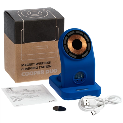 Зарядная станция с подсветкой Cooper Duo, синяя Зарядная станция с подсветкой Cooper Duo, синяя