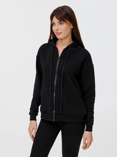 Толстовка унисекс оверсайз на молнии Zippy Terry, черная Толстовка унисекс оверсайз на молнии Zippy Terry, черная