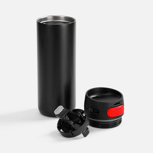 Термостакан X1 с цветной кнопкой, черный с красным Термостакан X1 с цветной кнопкой, черный с красным