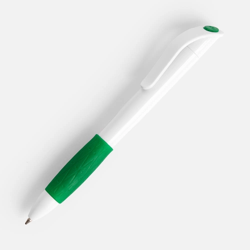 Ручка шариковая Grip, белая с зеленым Ручка шариковая Grip, белая с зеленым