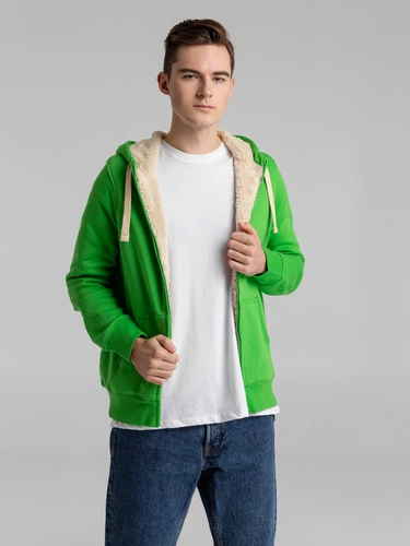 Толстовка унисекс на молнии Sherpa 280, ярко-зеленая Толстовка унисекс на молнии Sherpa 280, ярко-зеленая