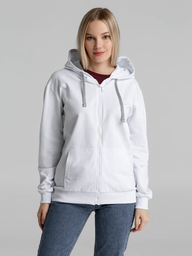 Толстовка на молнии с капюшоном Unit Siverga, белая Толстовка на молнии с капюшоном Unit Siverga, белая