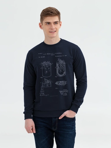 Свитшот Old Patents. Lighter, темно-синий Свитшот Old Patents. Lighter, темно-синий