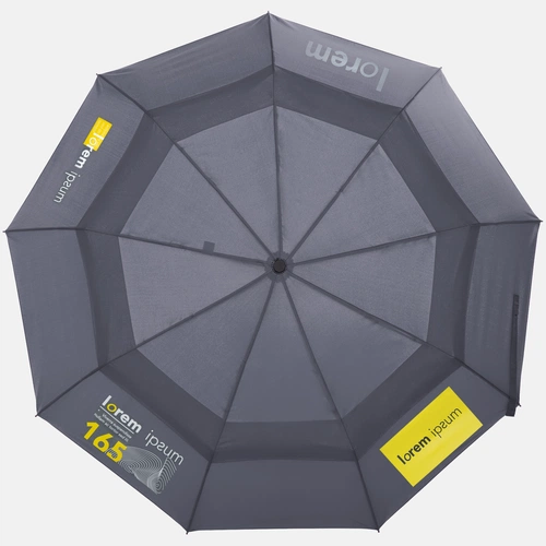 Складной зонт Dome Double с двойным куполом, серый с нанесением Складной зонт Dome Double с двойным куполом, серый с нанесением