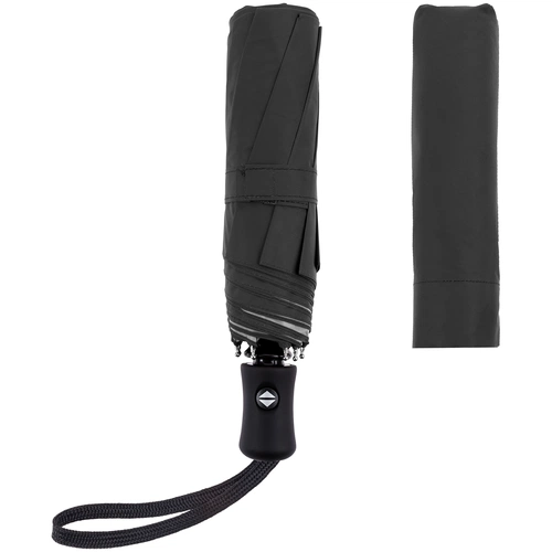 Зонт складной Manifest Color со светоотражающим куполом, черный Зонт складной Manifest Color со светоотражающим куполом, черный