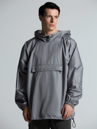 Дождевик-анорак Hard Work, укороченный, серый, единый размер Дождевик-анорак Hard Work, укороченный, серый, единый размер