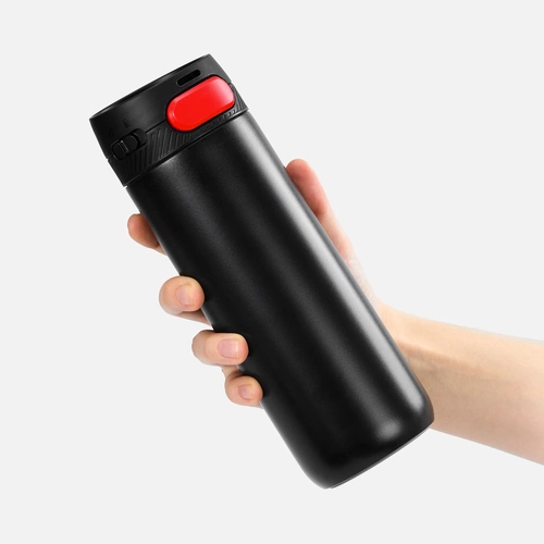 Термостакан X1 с цветной кнопкой, черный с красным Термостакан X1 с цветной кнопкой, черный с красным