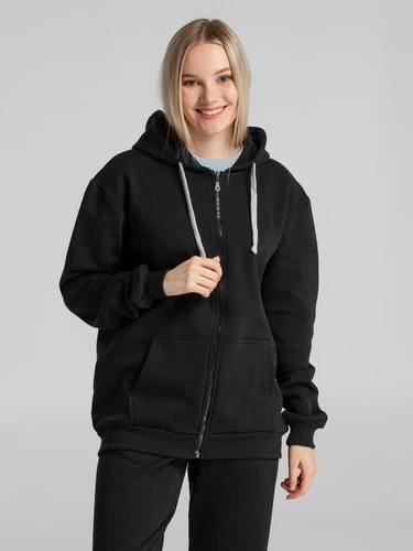 Толстовка на молнии с капюшоном Unit Siverga Heavy, черная Толстовка на молнии с капюшоном Unit Siverga Heavy, черная