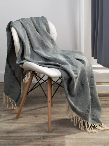 Плед «Сенеж», серо-синий Плед «Сенеж», серо-синий