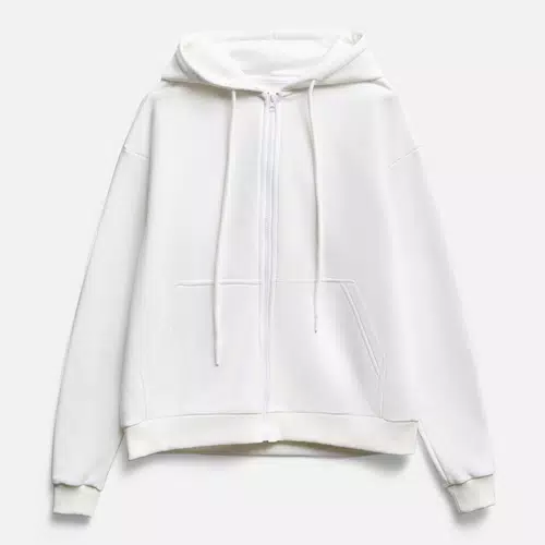 Толстовка унисекс оверсайз на молнии Zippy Terry, белая Толстовка унисекс оверсайз на молнии Zippy Terry, белая