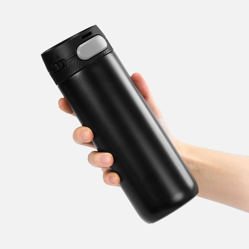 Термостакан X1 с цветной кнопкой, черный с серым Термостакан X1 с цветной кнопкой, черный с серым