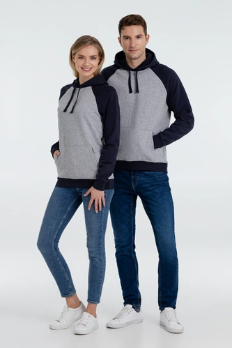 Толстовка унисекс Seattle, серый меланж с темно-синим Толстовка унисекс Seattle, серый меланж с темно-синим