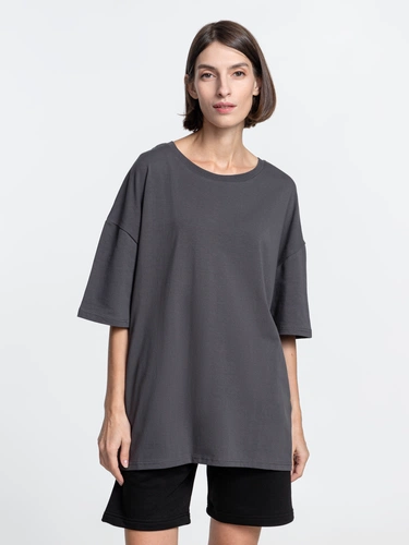 Футболка унисекс оверсайз Crosstown, темно-серая Футболка унисекс оверсайз Crosstown, темно-серая