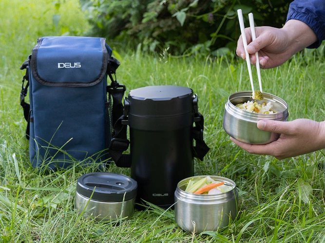 Термос для еды Jiayi в термочехле, черный Термос для еды Jiayi в термочехле, черный