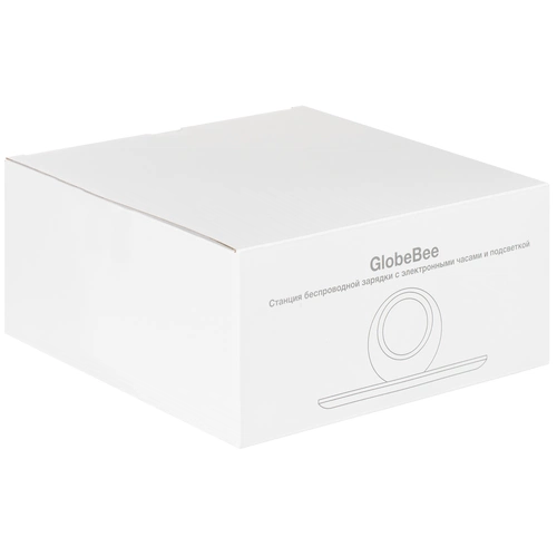 Станция беспроводной зарядки с часами и подсветкой GlobeBee, белая Станция беспроводной зарядки с часами и подсветкой GlobeBee, белая