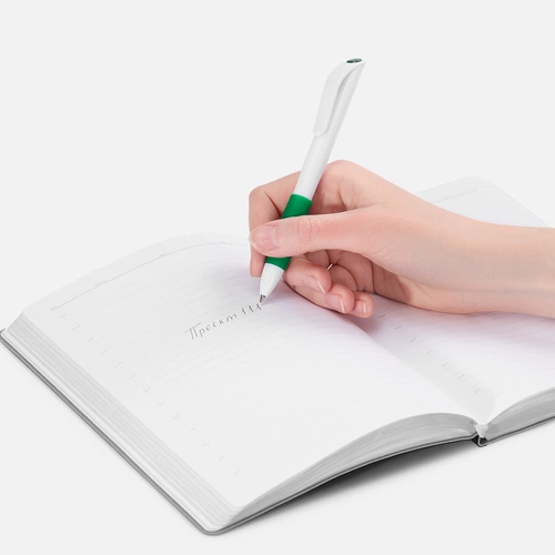 Ручка шариковая Grip, белая с зеленым Ручка шариковая Grip, белая с зеленым