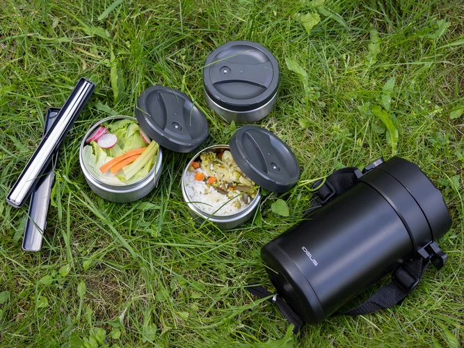 Термос для еды Jiayi в термочехле, черный Термос для еды Jiayi в термочехле, черный