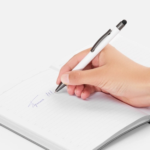 Ручка шариковая Atento Soft Touch со стилусом, белая Ручка шариковая Atento Soft Touch со стилусом, белая