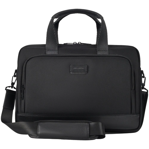 Сумка для ноутбука Santiago с кожаной отделкой, черная Сумка для ноутбука Santiago с кожаной отделкой, черная