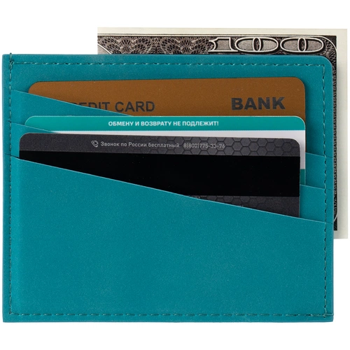 Чехол для карточек Nubuk, бирюзовый Чехол для карточек Nubuk, бирюзовый