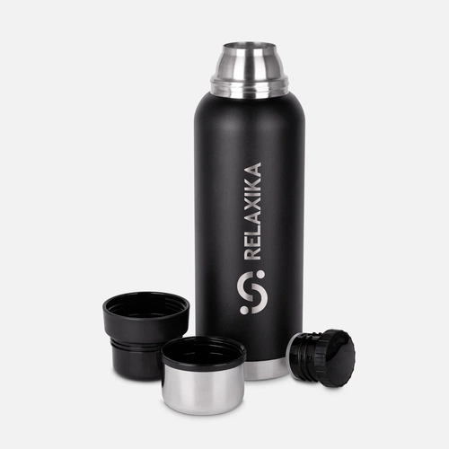 Термос Relaxika 1200 со стикерпаком, черный Термос Relaxika 1200 со стикерпаком, черный