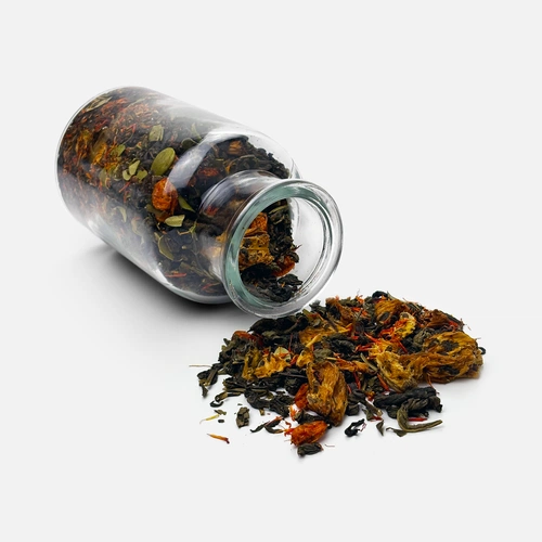 Чай «Сокочай», зеленый с соком ананаса, облепихой, толокнянкой и сафлором Чай «Сокочай», зеленый с соком ананаса, облепихой, толокнянкой и сафлором