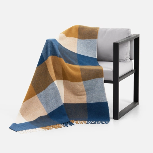 Плед Fleco, синий с коричневым Плед Fleco, синий с коричневым