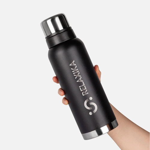 Термос Relaxika 1200 со стикерпаком, черный Термос Relaxika 1200 со стикерпаком, черный