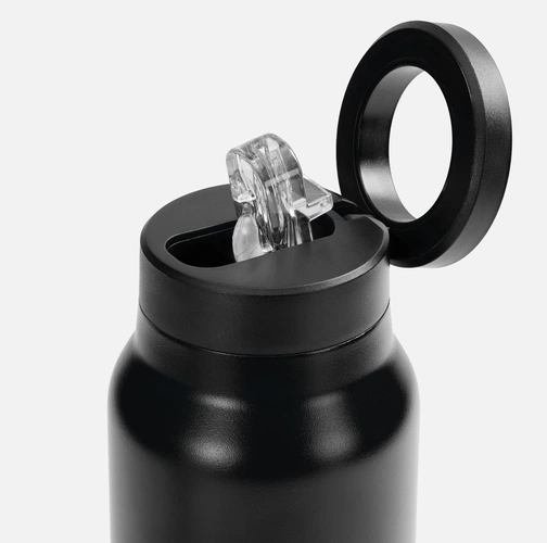 Термобутылка Magnus с магнитным держателем для телефона, черная Термобутылка Magnus с магнитным держателем для телефона, черная