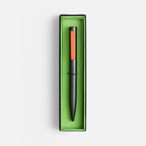 Ручка шариковая Inkolor в футляре, черная с оранжевым Ручка шариковая Inkolor в футляре, черная с оранжевым