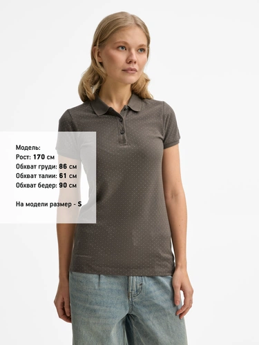 Рубашка поло женская Brandy Women, темно-серая с белым Рубашка поло женская Brandy Women, темно-серая с белым