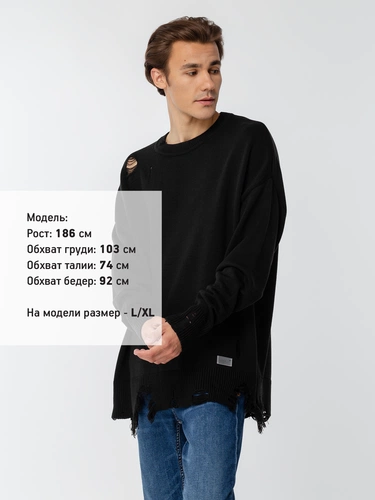 Джемпер оверсайз унисекс Grunge, черный Джемпер оверсайз унисекс Grunge, черный