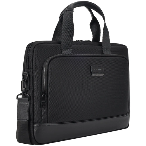 Сумка для ноутбука Santiago с кожаной отделкой, черная Сумка для ноутбука Santiago с кожаной отделкой, черная