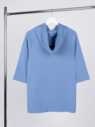 Футболка оверсайз унисекс с капюшоном Neofit, синяя Футболка оверсайз унисекс с капюшоном Neofit, синяя