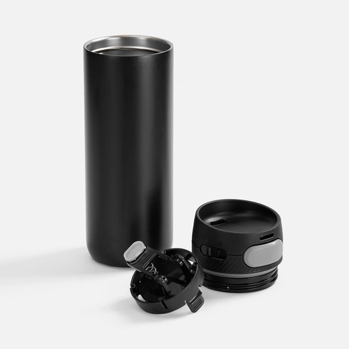 Термостакан X1 с цветной кнопкой, черный с серым Термостакан X1 с цветной кнопкой, черный с серым