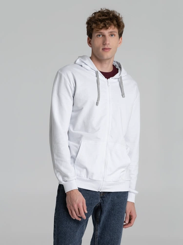 Толстовка на молнии с капюшоном Unit Siverga, белая Толстовка на молнии с капюшоном Unit Siverga, белая