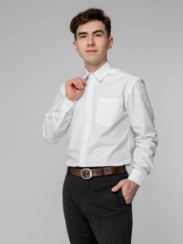 Рубашка мужская с длинным рукавом Collar, белая Рубашка мужская с длинным рукавом Collar, белая