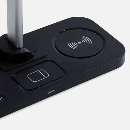 Настольная лампа с беспроводной зарядкой Power Light, черная Настольная лампа с беспроводной зарядкой Power Light, черная