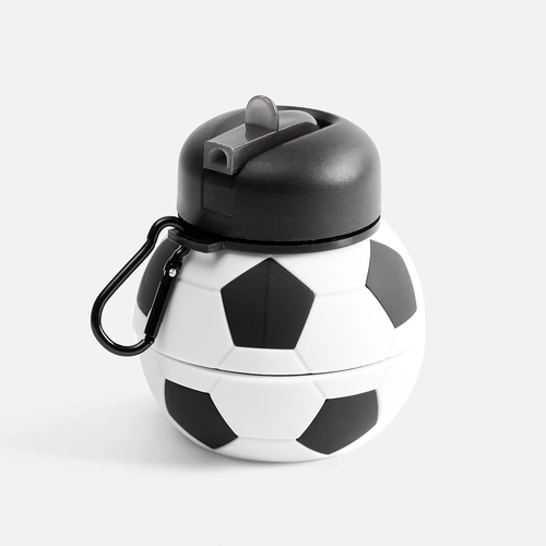 Складная бутылка для воды Football Flex, белая с черным Складная бутылка для воды Football Flex, белая с черным