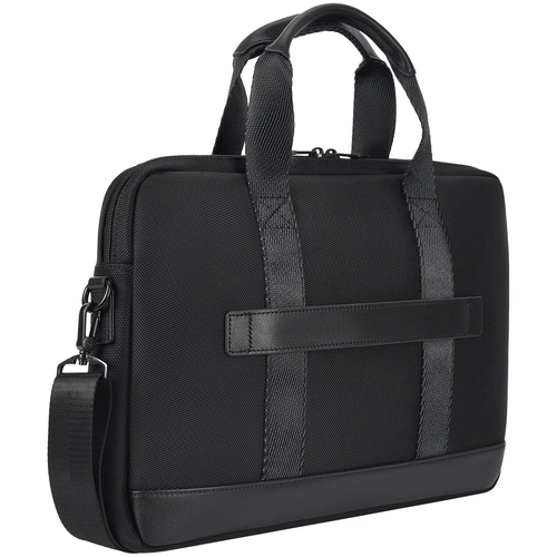 Сумка для ноутбука Santiago с кожаной отделкой, черная Сумка для ноутбука Santiago с кожаной отделкой, черная